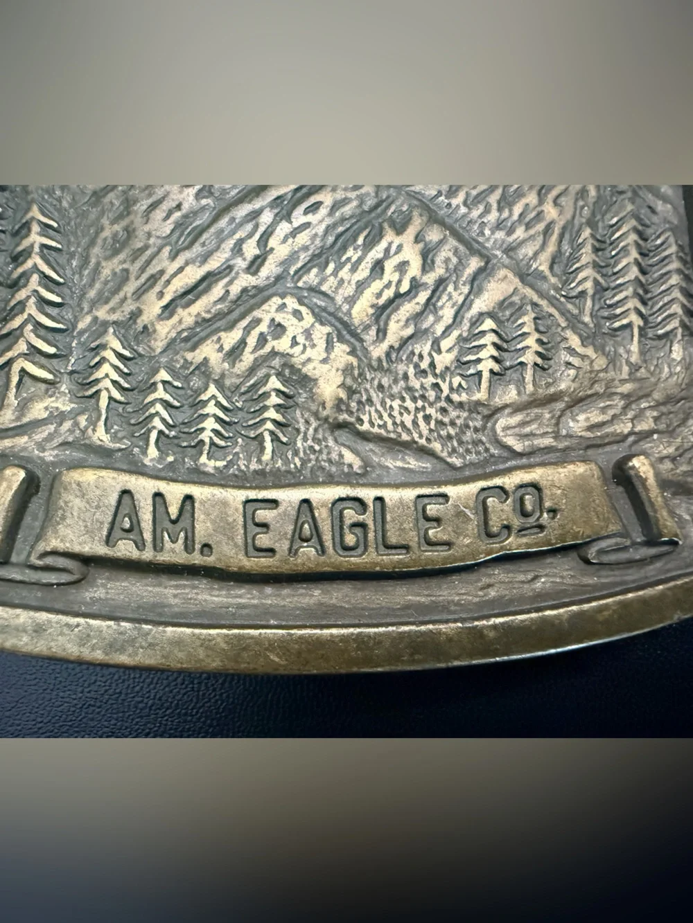 Vintage AM. EAGLE CO. Solid Brass Wilderness Belt Buckle